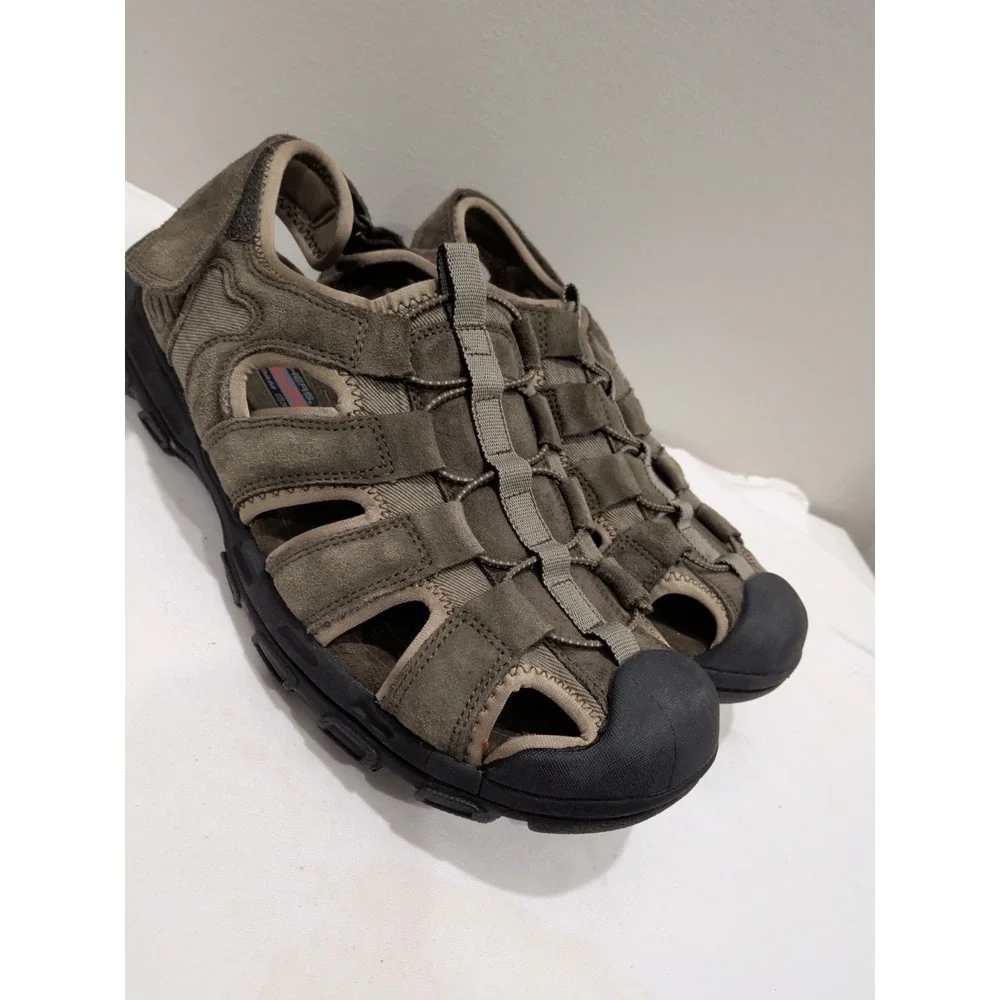 Skechers Men's  12 Garver Selmo 64641 Olive Green  Fisherman Sandals Memory Foam
